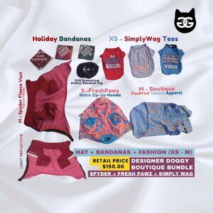 9-Piece Designer Dog Apparel Bundle | Spyder, Fresh Pawz & Simply Wag | XS - M